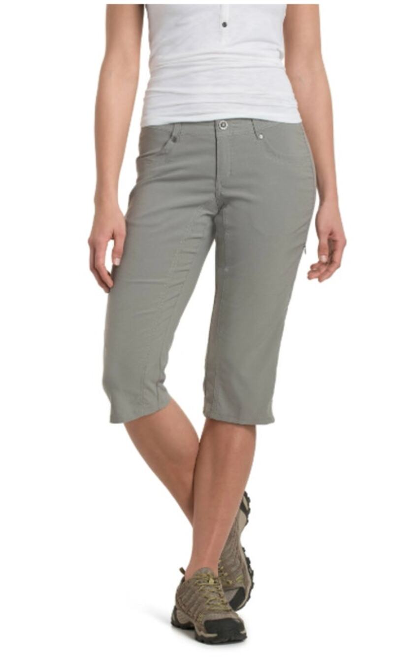 Kuhl Trekr Kapri Hiking Pants, Stone Gray/Green, Size 6